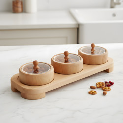 Wooden Serving Set - 3 Pcs